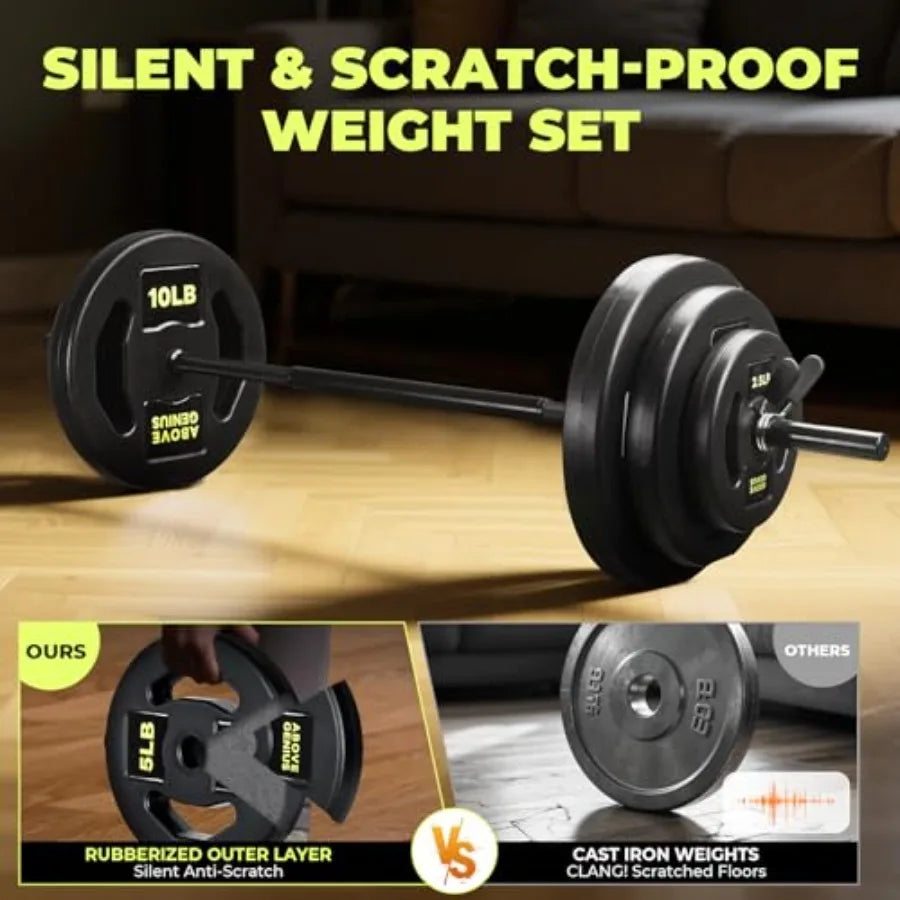 Barbell Weight Set 45 LB Adjustable Free Weights Bar Set for Home Gym Strength Training Full Body Workout Muscle Building Home