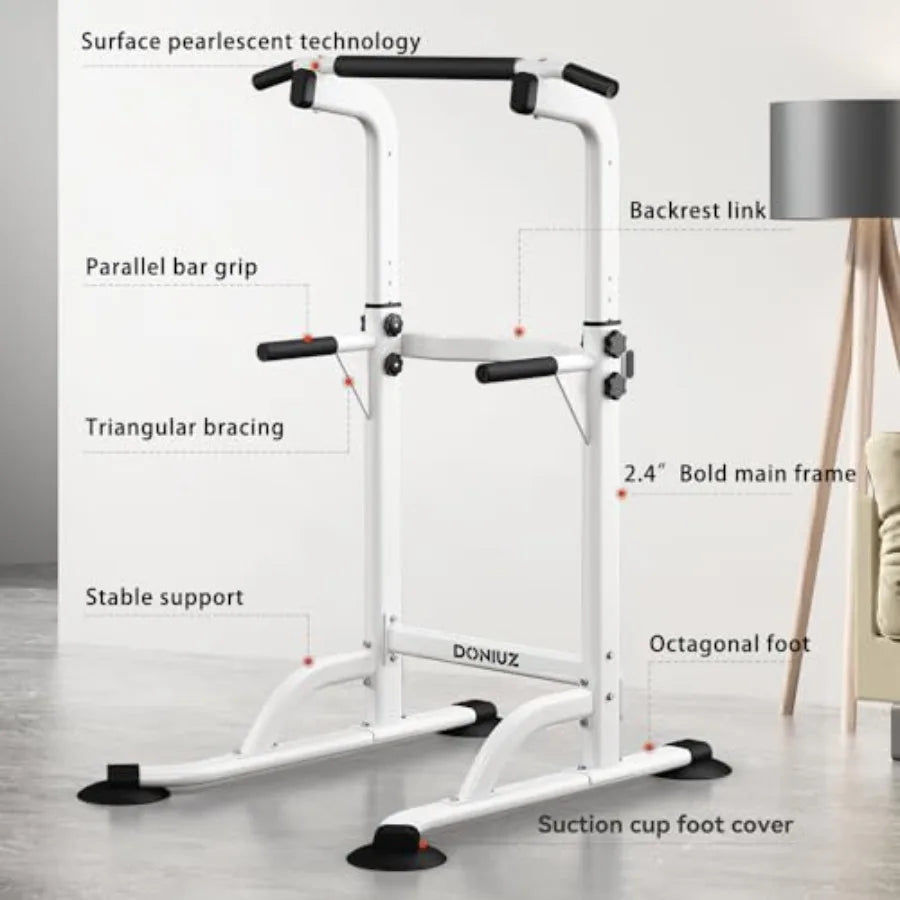 Power Tower Pull Up Bar and Dip Station Multi-Function Home Gym Strength Training Fitness Equipment Height Adjustable