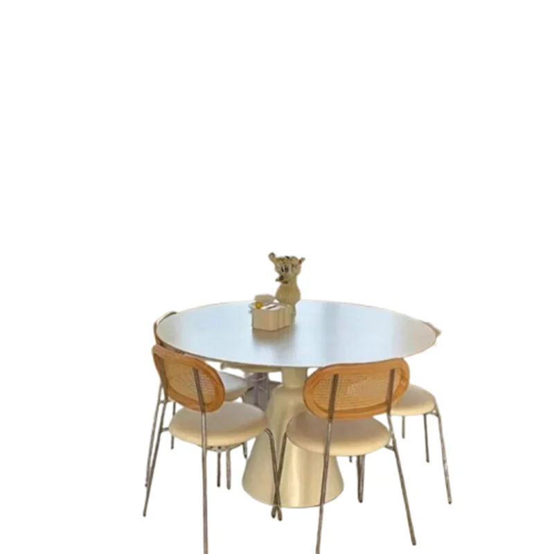 Modern Home Dining Table Oval White Deco Balcony Dining Table Luxury Relaxing Salle A Manger Complet Table Et Chaise Furniture