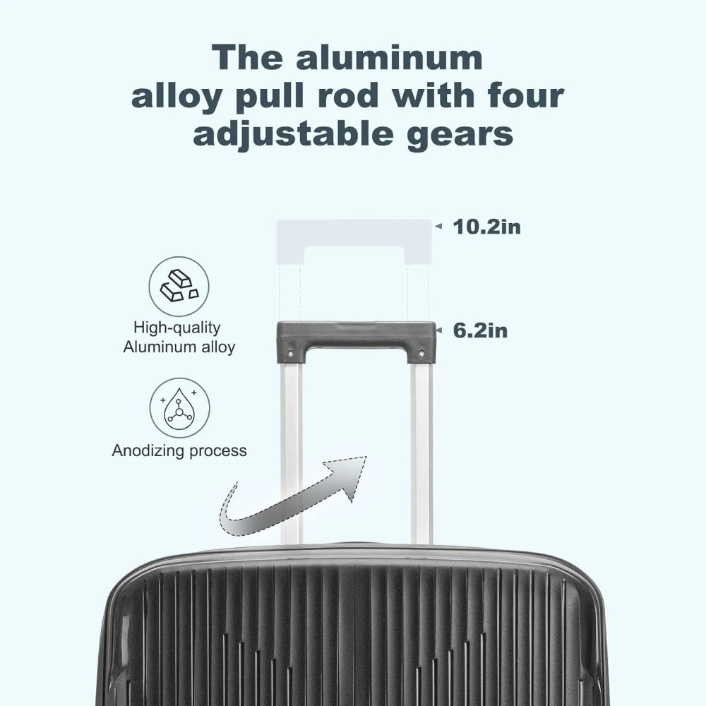 3-Piece Hardside Luggage Set with Spinner Wheels & TSA Lock, 20 Inch Carry On, 24 & 28 Inch Checked Suitcases
