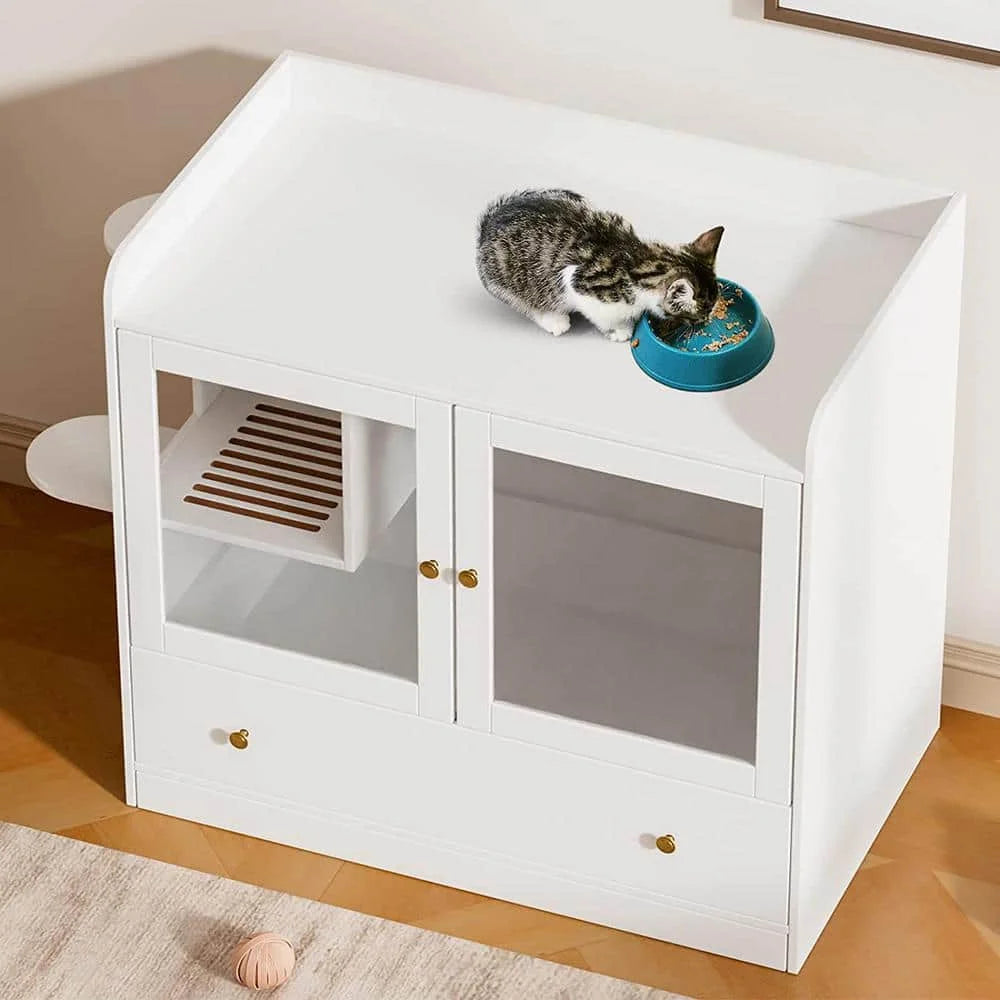 Litter Box Enclosure, XL Multi-Purpose Cat Condo Hidden Litter Box with Large Tray for Most Cats
