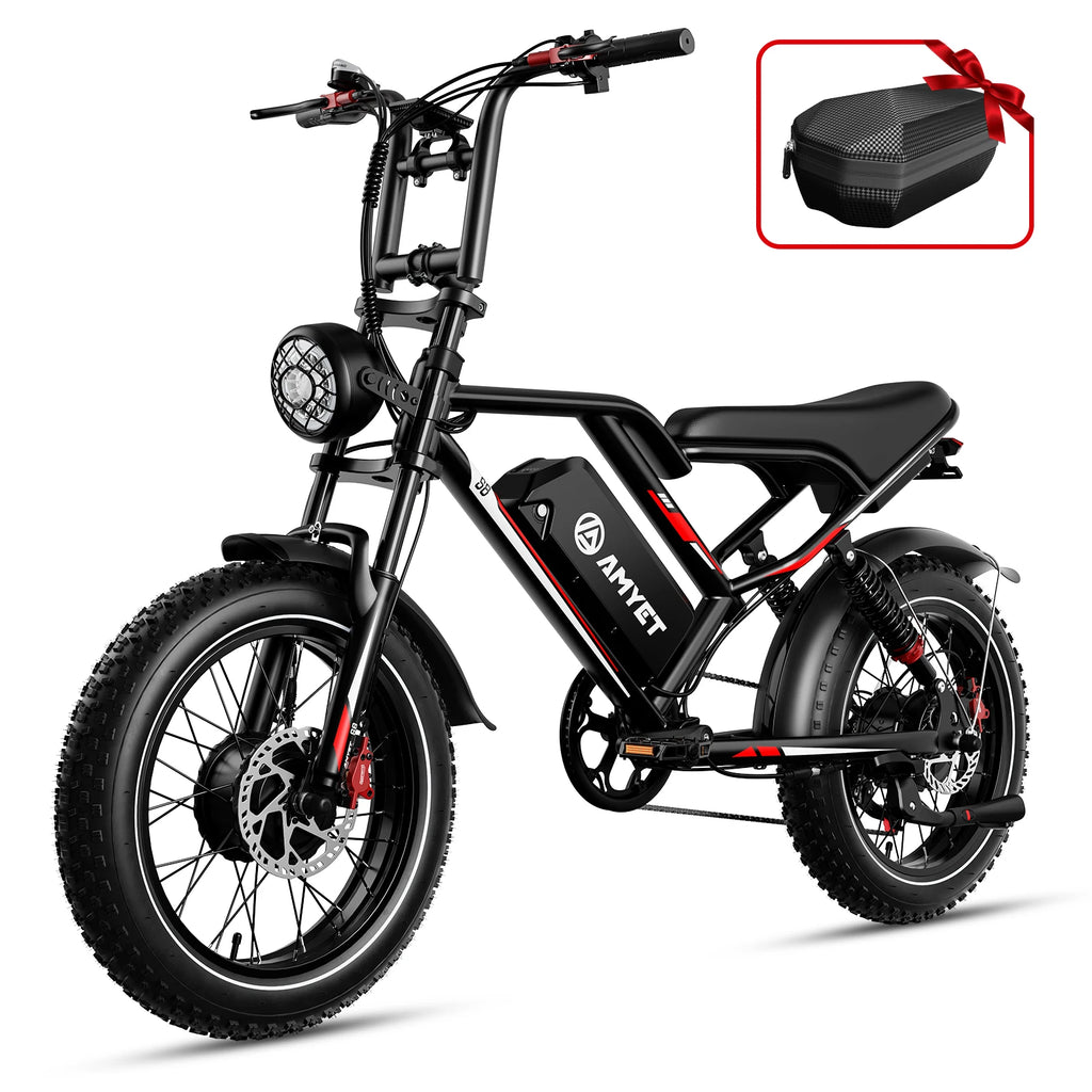 AMYET S8 Adults Electric Bike For Men 2000W Dual Motor Bicycle 48V 25AH Battery 20" Ebike Electric E Bikes Mountain Moped Ebikes