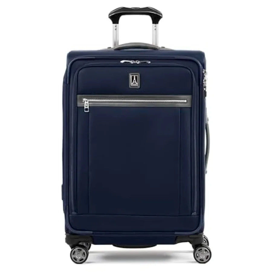 Medium 25-Inch Expandable Softside Luggage with 8 Wheels TSA Lock Dark Blue Ideal for Travel Durable Polyester Material Men and