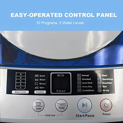 1.34 Cu.ft Portable Washing Machine Fully Automatic Top Load Laundry Washer with Built-in Drain Pump for rtment and Household 1