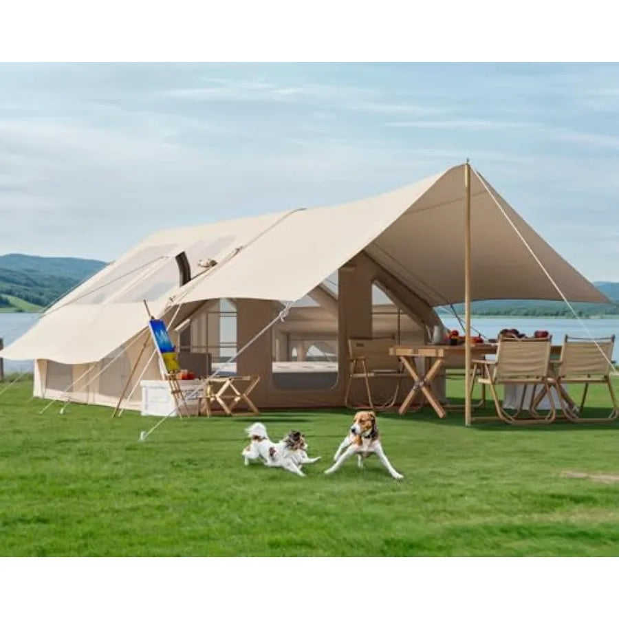 Inflatable Camping Tent for Outdoor Camping, Oxford Fabric, Gray, Quick Setup Waterproof