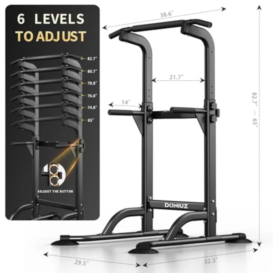 Power Tower Pull Up Bar and Dip Station Multi-Function Home Gym Strength Training Fitness Equipment Height Adjustable