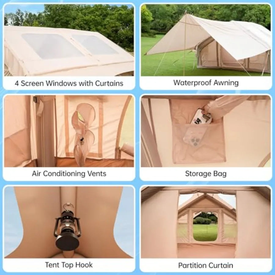 Inflatable Camping Tent for Outdoor Camping, Oxford Fabric, Gray, Quick Setup Waterproof