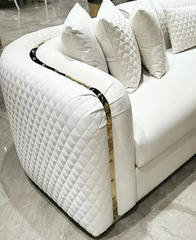 Newest Living Room Sofa Set Gold Stainless Steel Lounge Chair Loveseat Velvet Upholster Couch for Home Hotel