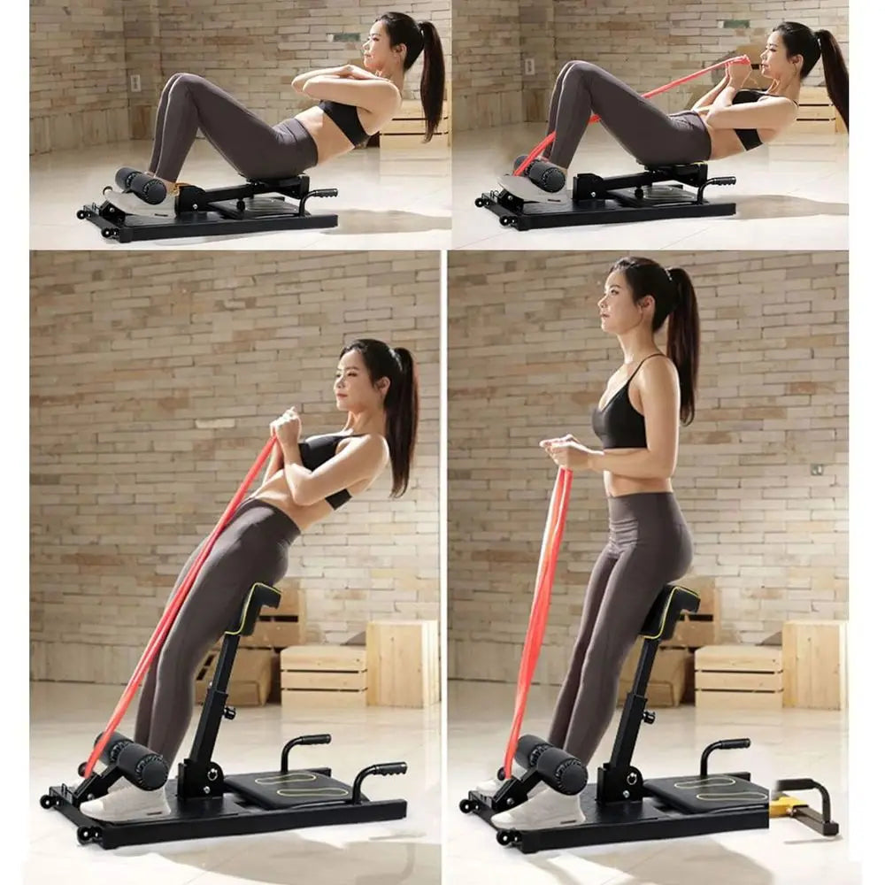 Deep Squat hine, 8-in-1 Sissy Squat itnEquipment unctional Core Workout Training Sit Up & Push Up Leg Exerciser, with Anti-Skid