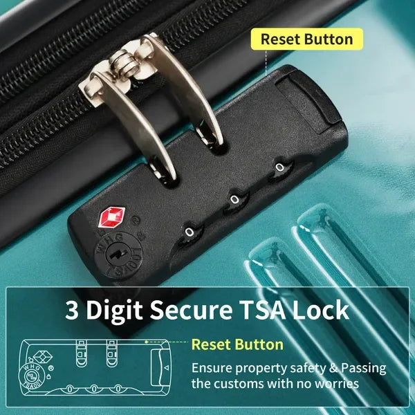 Hardshell Luggage Set 3-Piece Expandable Spinner Suitcase with TSA Lock, Lightweight 20' 24' 28', Green+Yellow