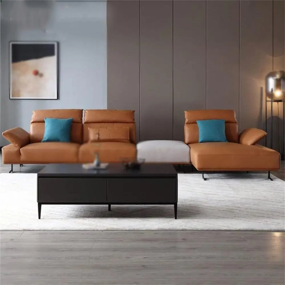 Living Room Leather Soa Small lat Set Combination Home urniture