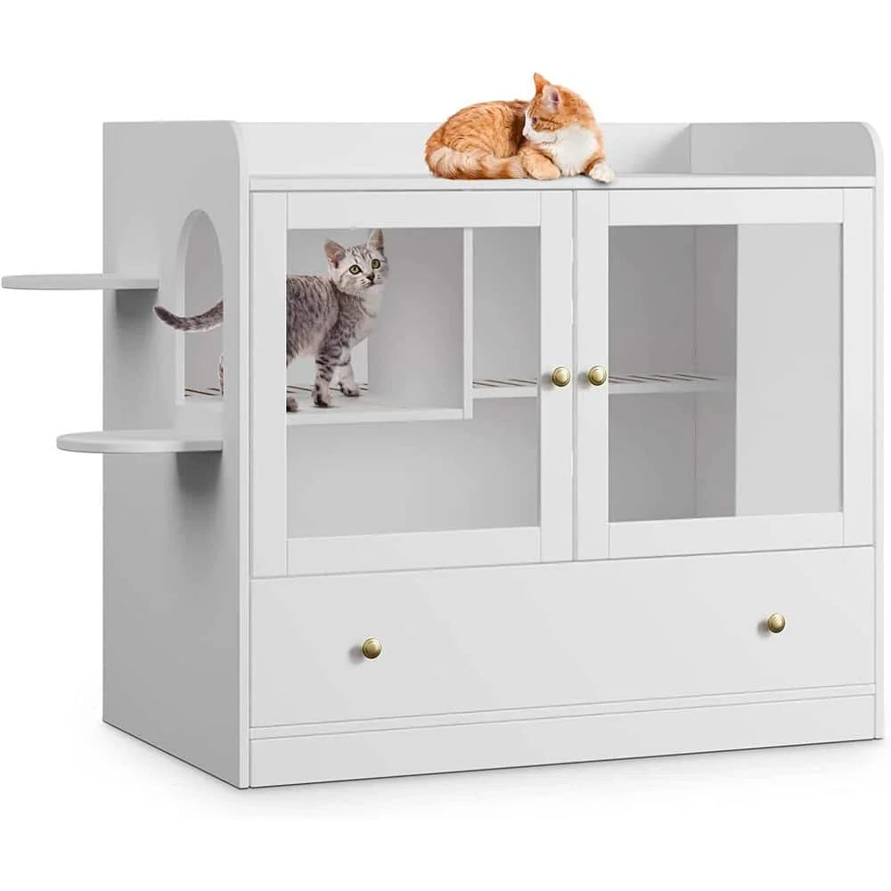 Litter Box Enclosure, XL Multi-Purpose Cat Condo Hidden Litter Box with Large Tray for Most Cats