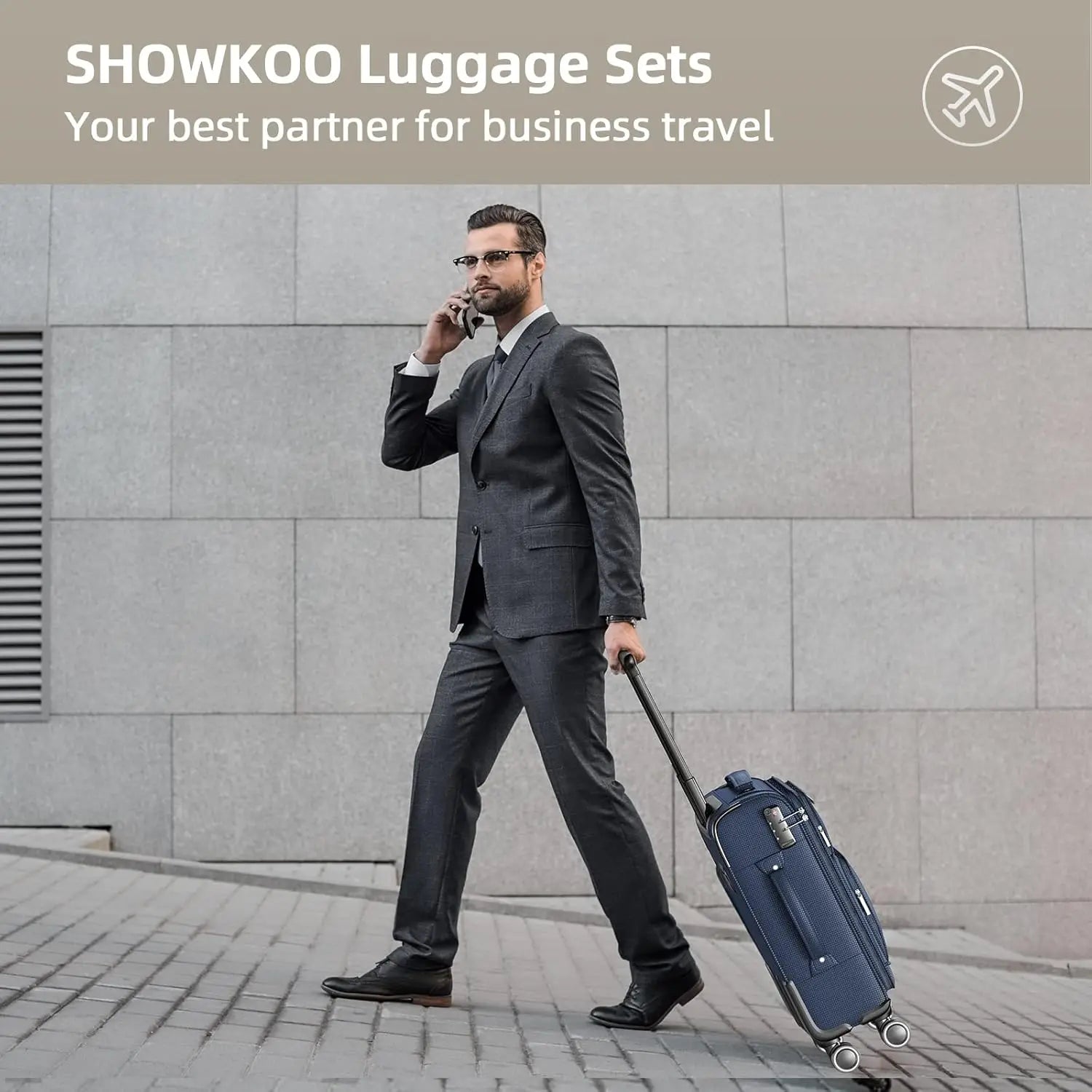 3-Piece Softside Expandable Lightweight Durable Suitcase Set with Double Spinner Wheels and TSA Lock in Blue (20in/24in/28in)