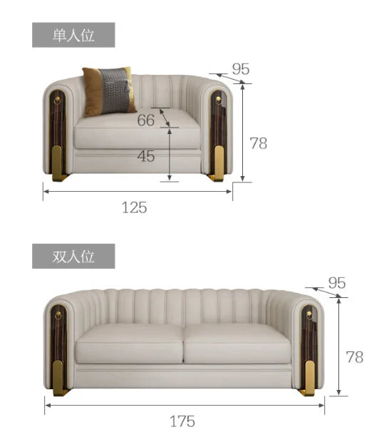 Living Room Leather Sectional Sofa Set Modern Design Convertible L-Shape Sponge Filling Grey Arm Chairs