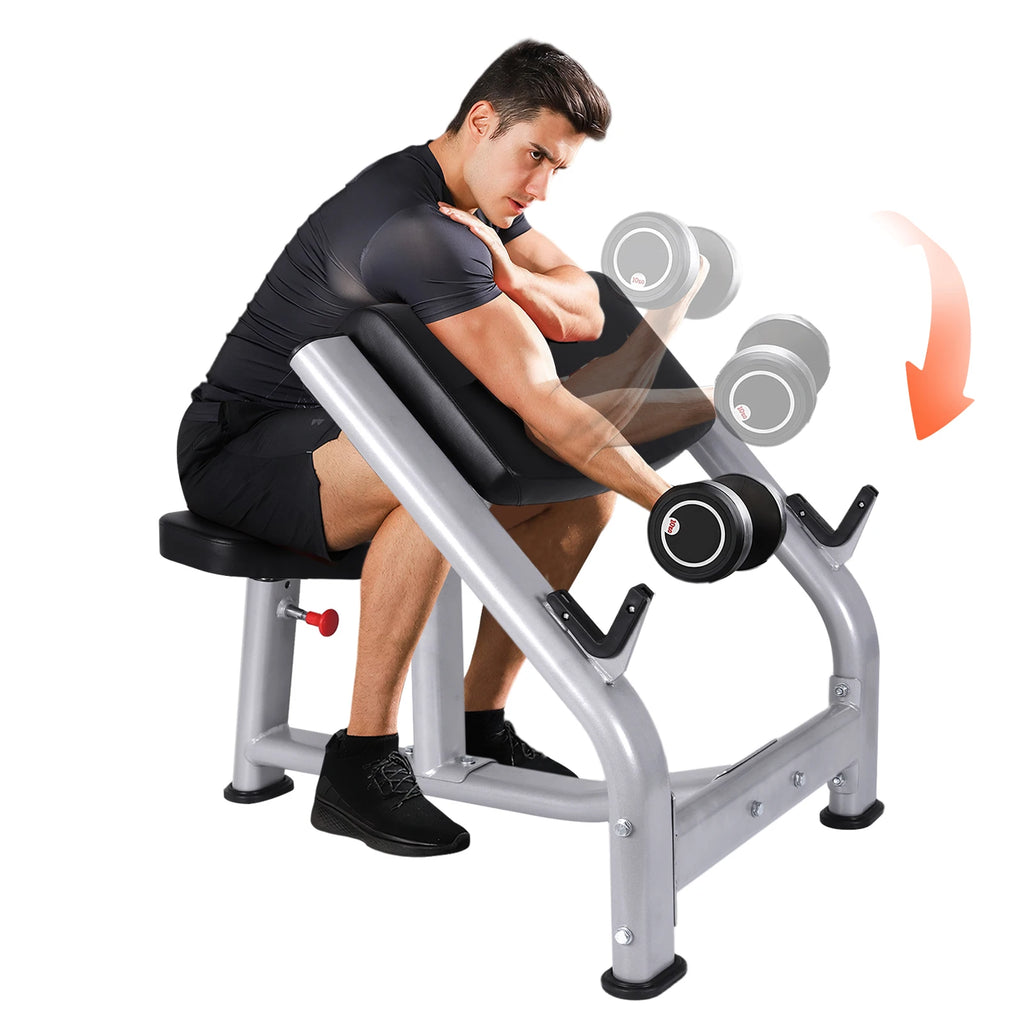 New Adjustable Weight Bench for Home Gym Plate Loaded Bicep Curl Machine Bicep and Tricep Workout Equipment Preacher Curl Bench