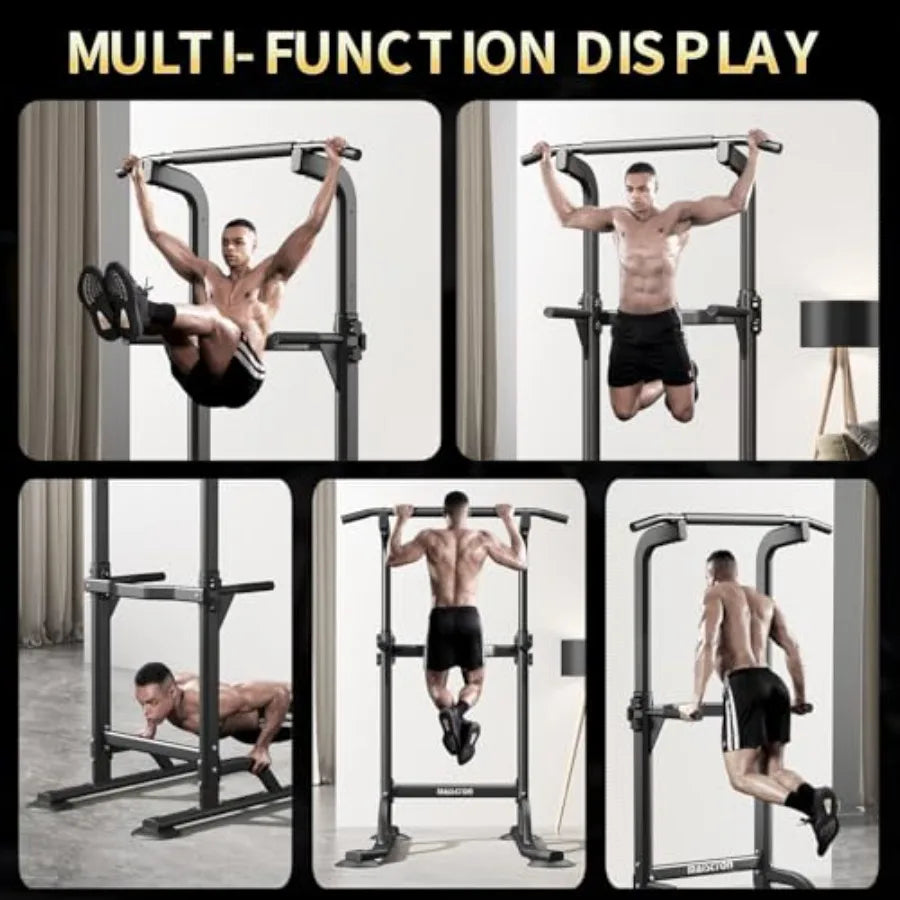 Power Tower Pull Up Bar and Dip Station Multi-Function Home Gym Strength Training Fitness Equipment Height Adjustable