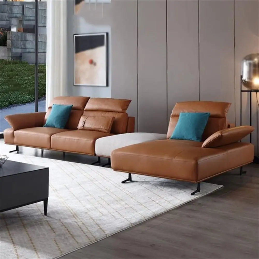 Living Room Leather Soa Small lat Set Combination Home urniture
