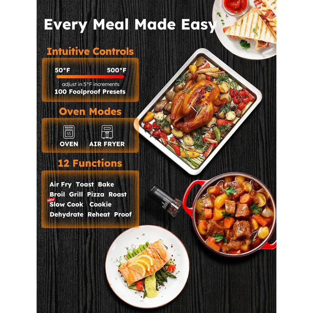 Super Convection Toaster Oven with 100 Presets, Even Multi-Layer Cooking, 50-500°F Range, Smart Probe, 30QT Stainless Steel
