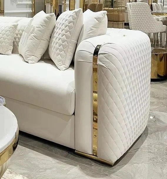 Newest Living Room Sofa Set Gold Stainless Steel Lounge Chair Loveseat Velvet Upholster Couch for Home Hotel