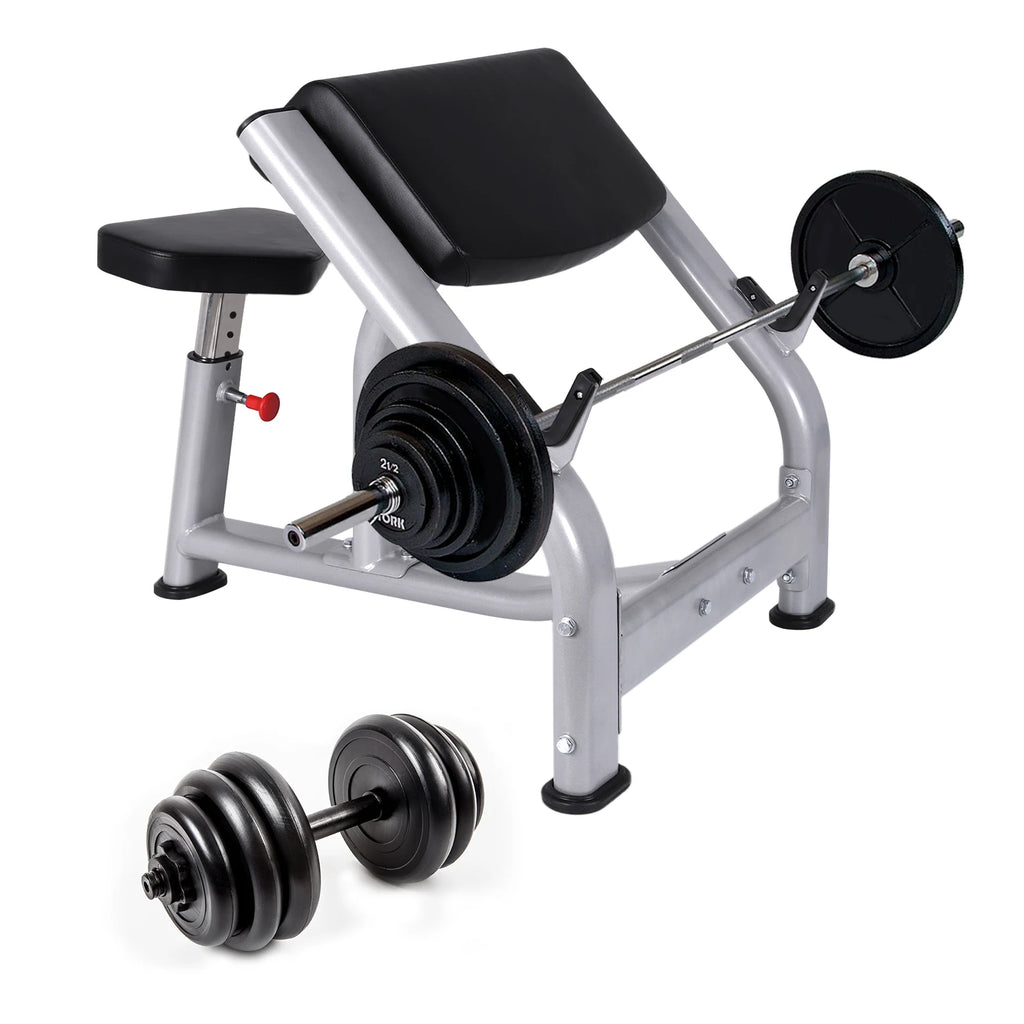 New Adjustable Weight Bench for Home Gym Plate Loaded Bicep Curl Machine Bicep and Tricep Workout Equipment Preacher Curl Bench