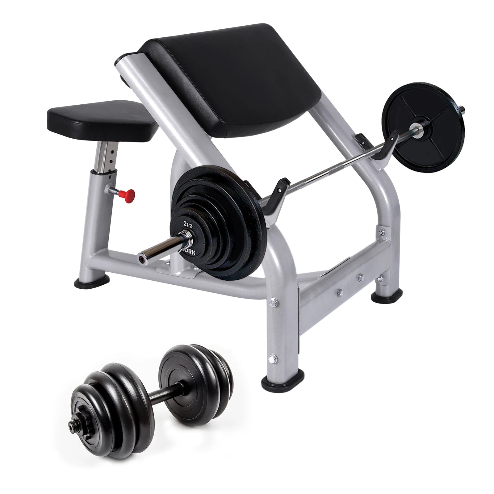 New Adjustable Weight Bench for Home Gym Plate Loaded Bicep Curl Machine Bicep and Tricep Workout Equipment Preacher Curl Bench