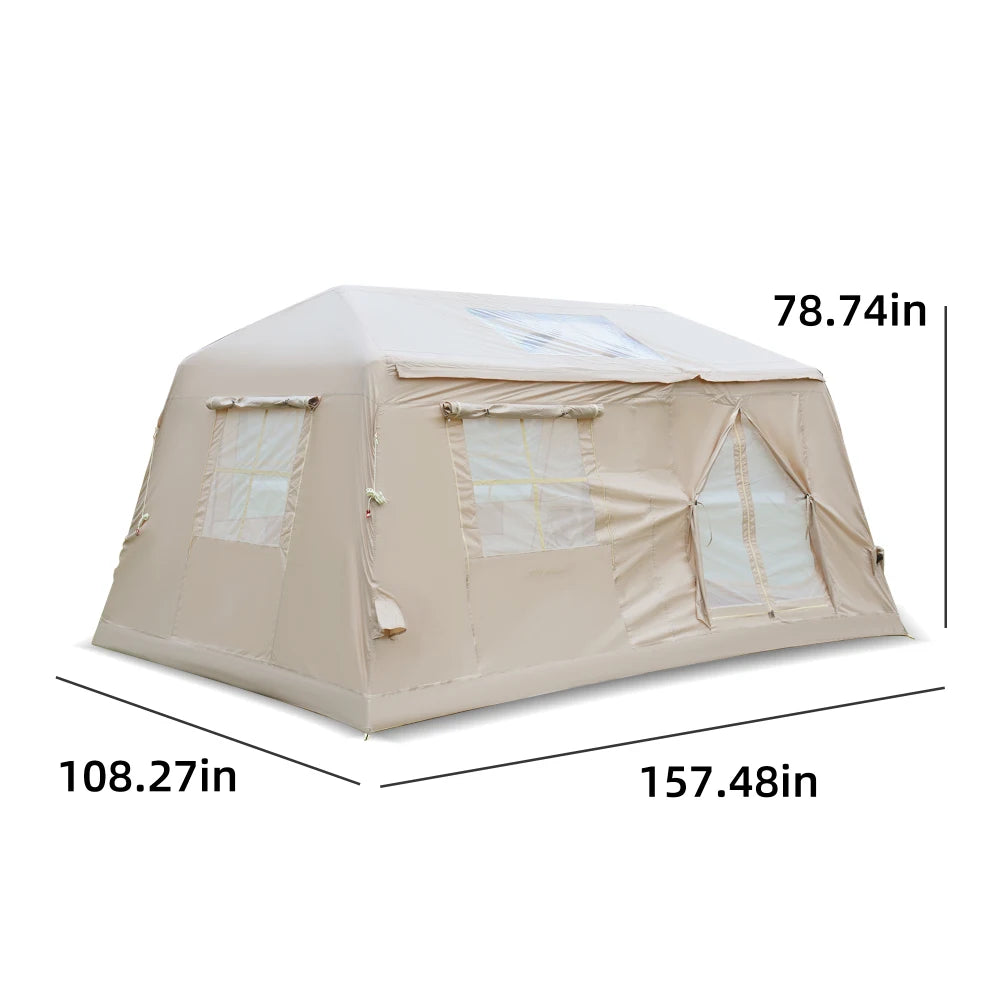 Inflatable Camping Tent 11㎡ Easy Setup Waterproof Oxford 4-Season Hand Pump for 4-8 Adults