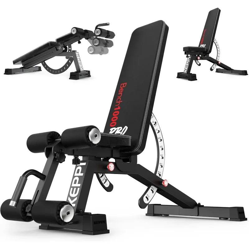 Keppi 1200LB Weight Bench, Heavy Duty Bench1000 PRO Adjustable Workout Bench Press Set for Home Gym Strength Training
