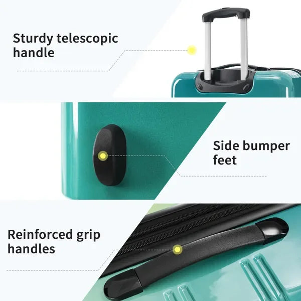 Hardshell Luggage Set 3-Piece Expandable Spinner Suitcase with TSA Lock, Lightweight 20' 24' 28', Green+Yellow