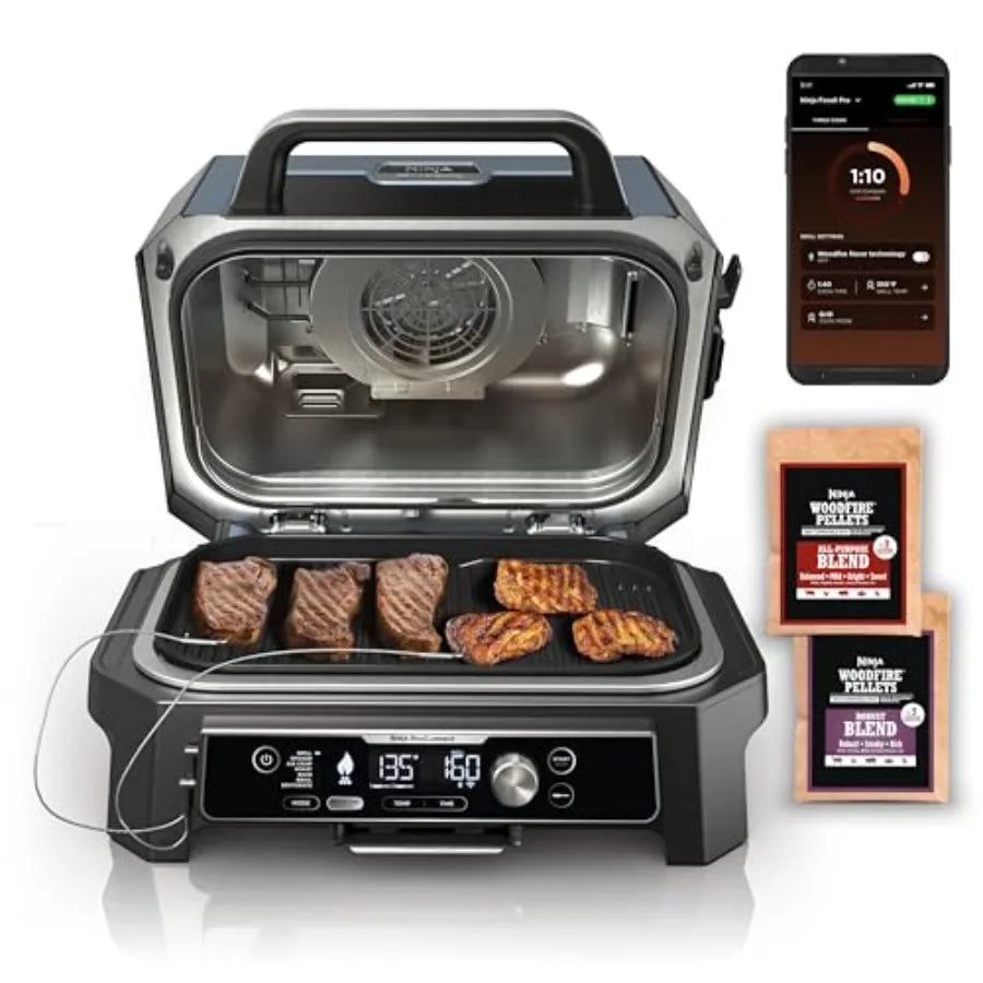 Woodfire Pro Connect Premium XL Outdoor Grill Smoker Bluetooth App Enabled 7-in-1 Master Grill BBQ Smoker Outdoor Air Fryer Woo