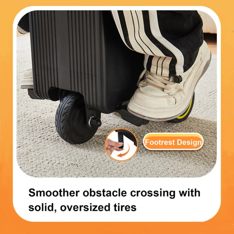 2-in-1 Smart Rideable Electric Suitcase 20" Carry On Luggage With Wheels Motorized Scooter Suitcase TSA Lock w/Removable Battery