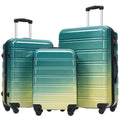 Hardshell Luggage Set 3-Piece Expandable Spinner Suitcase with TSA Lock, Lightweight 20' 24' 28', Green+Yellow