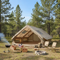 4 Season Big House with Mesh Windows & Pump Moisture Proof Pad Tents 130 Square Feets with Stove Jack for Outdoor Hiking Camping