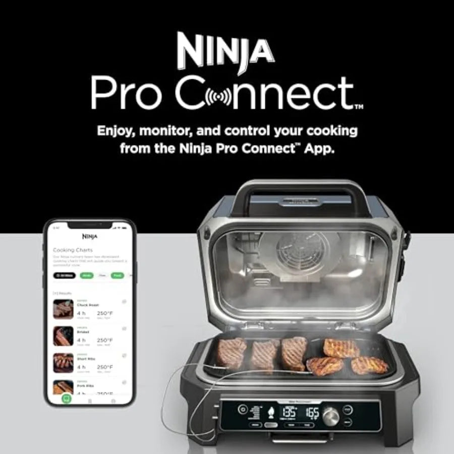 Woodfire Pro Connect Premium XL Outdoor Grill Smoker Bluetooth App Enabled 7-in-1 Master Grill BBQ Smoker Outdoor Air Fryer Woo
