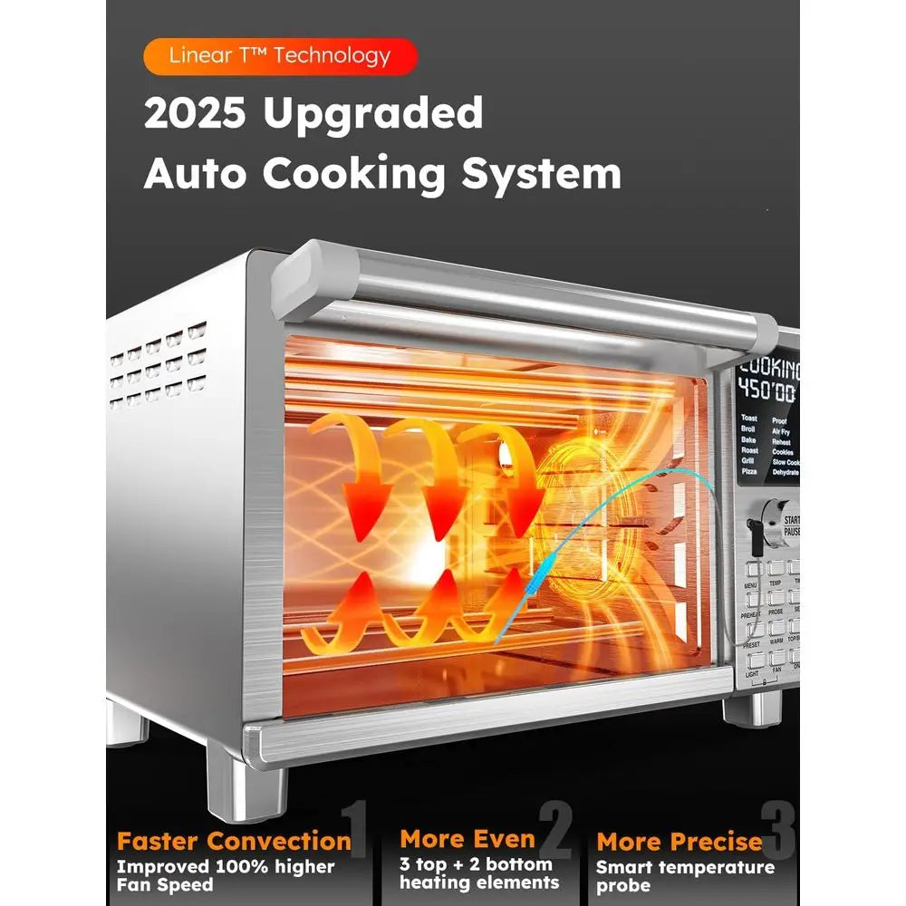 Super Convection Toaster Oven with 100 Presets, Even Multi-Layer Cooking, 50-500°F Range, Smart Probe, 30QT Stainless Steel
