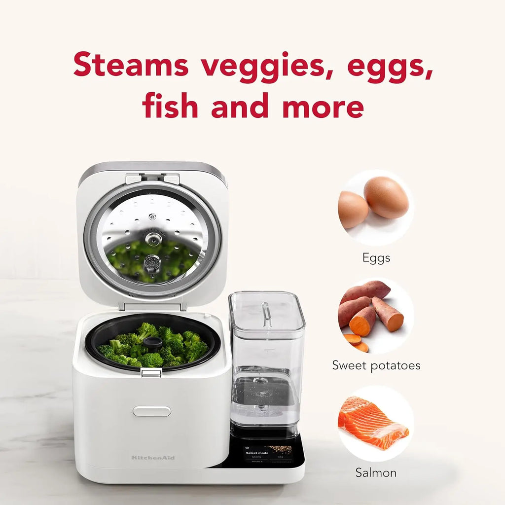 8-Cup Rice Cooker with Auto-Sensing Scale & Water Tank, Porcelain White, KGC3155