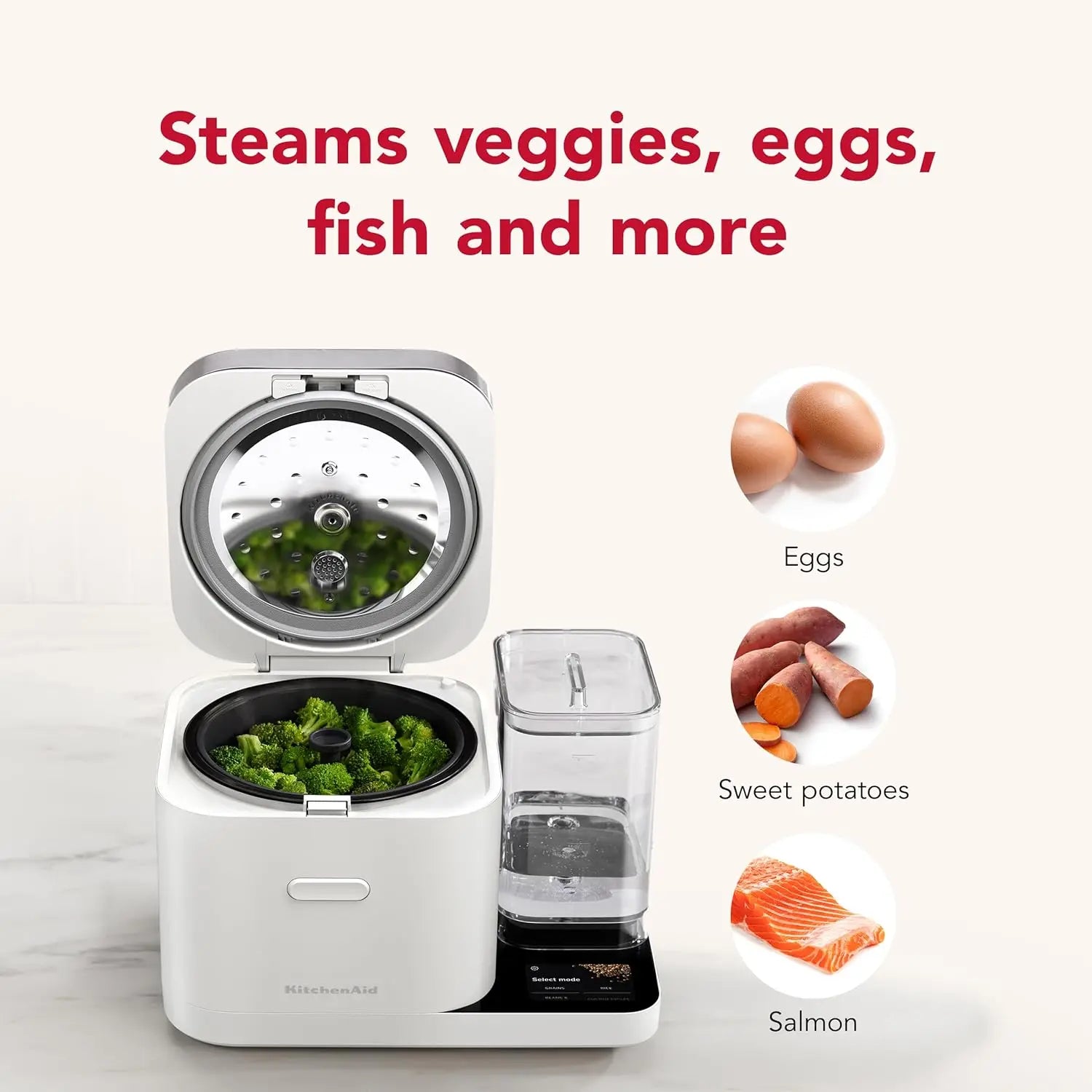 8-Cup Rice Cooker with Auto-Sensing Scale & Water Tank, Porcelain White, KGC3155