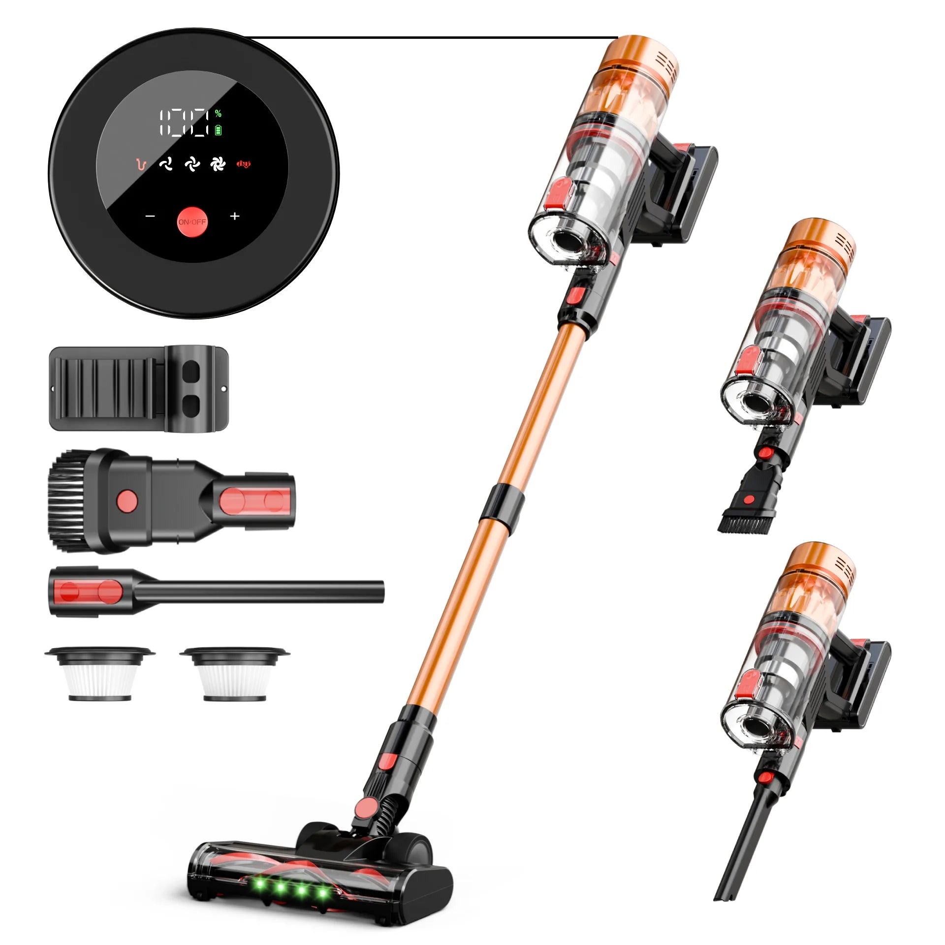 Cordless Vacuum Cleaner, 550W 35KPA Cordless Stick Vacuum Cleaner With Touch Screen, Self-Standing for Home/Pet Hair/Carpets