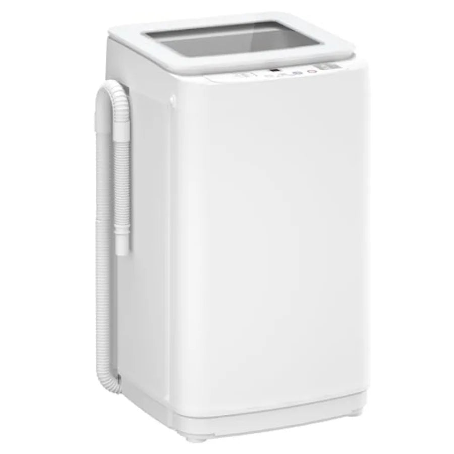 14 lbs Portable Washing Machine Fully Automatic Compact Washer with Glass Lid 10 Wash Cycles Spin Dryer Combo with Drain Pump f