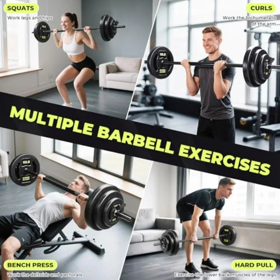 Barbell Weight Set 45 LB Adjustable Free Weights Bar Set for Home Gym Strength Training Full Body Workout Muscle Building Home