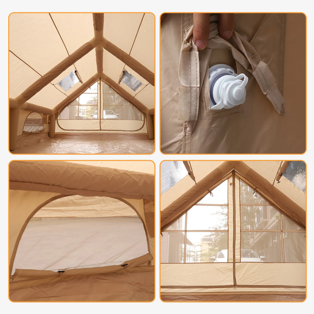 4 Season Big House with Mesh Windows & Pump Moisture Proof Pad Tents 130 Square Feets with Stove Jack for Outdoor Hiking Camping