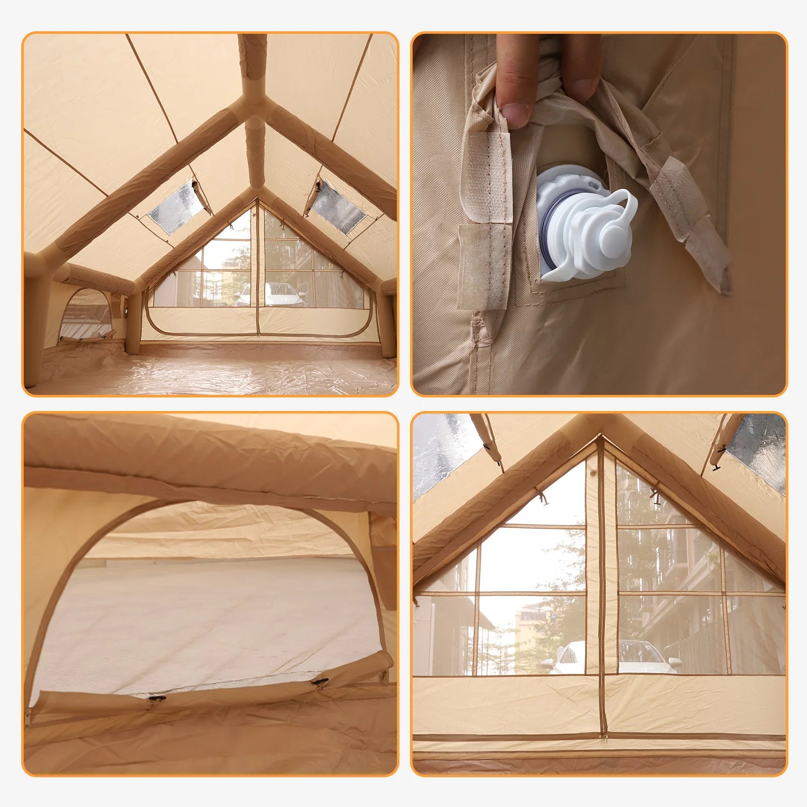 4 Season Big House with Mesh Windows & Pump Moisture Proof Pad Tents 130 Square Feets with Stove Jack for Outdoor Hiking Camping