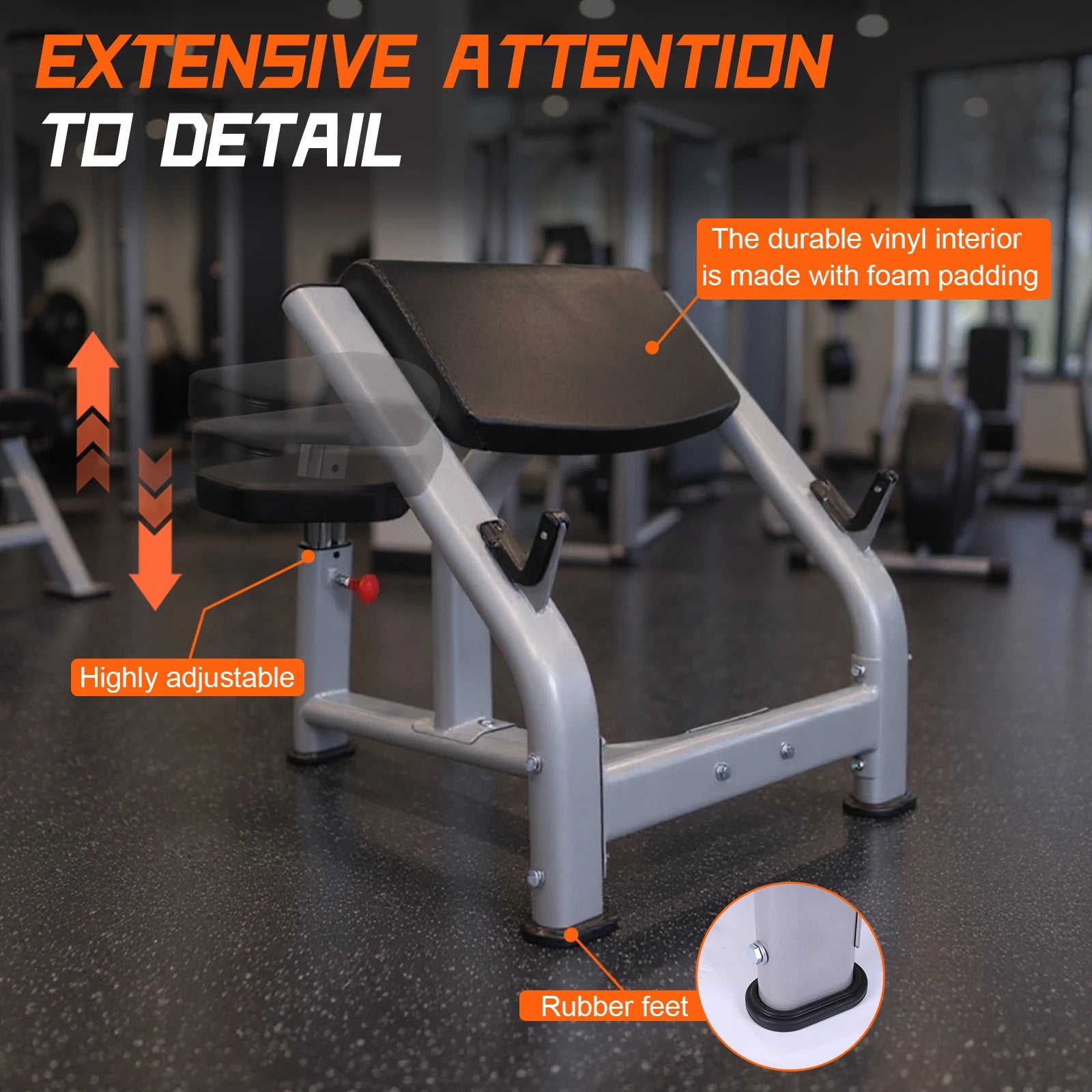 New Adjustable Weight Bench for Home Gym Plate Loaded Bicep Curl Machine Bicep and Tricep Workout Equipment Preacher Curl Bench