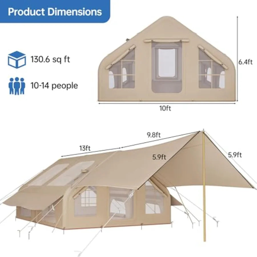 Inflatable Camping Tent for Outdoor Camping, Oxford Fabric, Gray, Quick Setup Waterproof